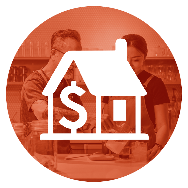 Illustration of a house with a dollar sign in the center