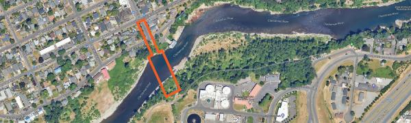 Aerial map showing where the bridge will be built