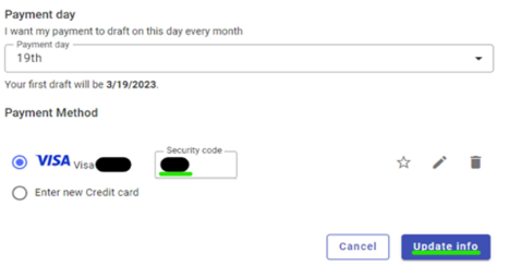 select the Update info button