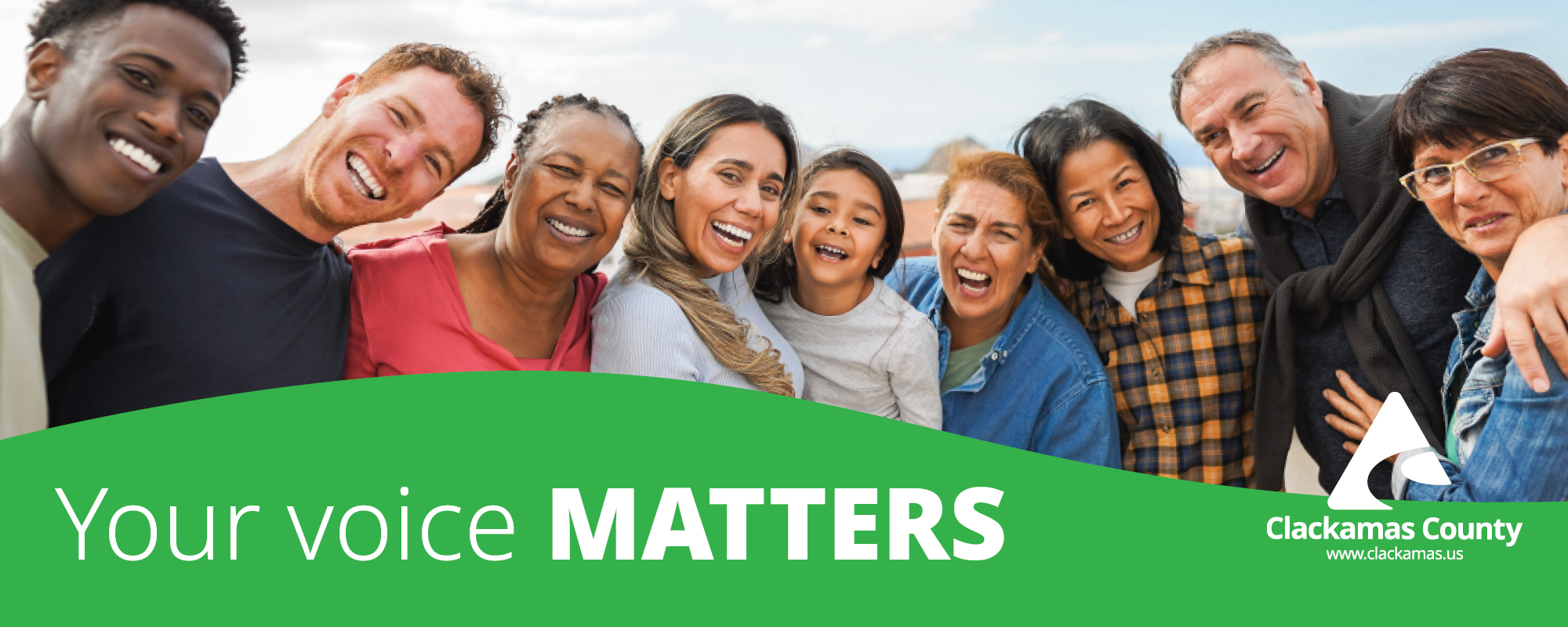 Group of people with overlaid text reading Your voice matters