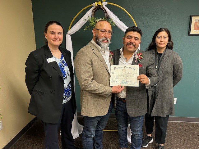 Leonel and Marco had their wedding ceremony officiated by the County Clerk with Spanish language interpretation.