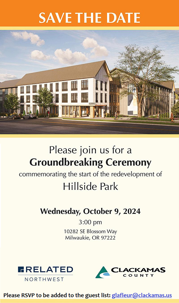 Flyer for Hillside Park Groundbreaking Ceremony