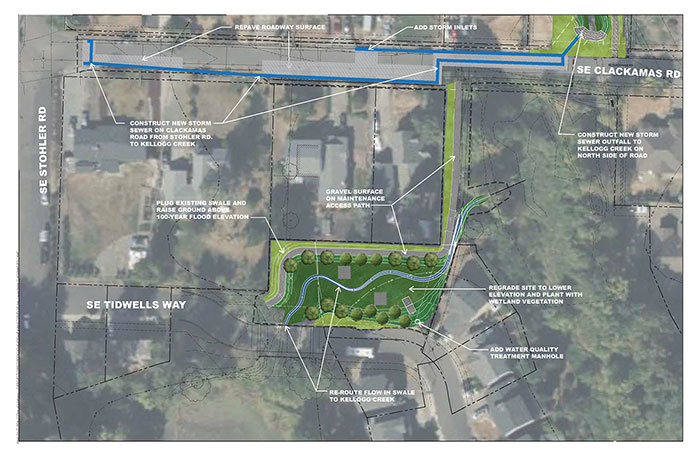 Map of SE Clackamas Road Drainage Infrastructure