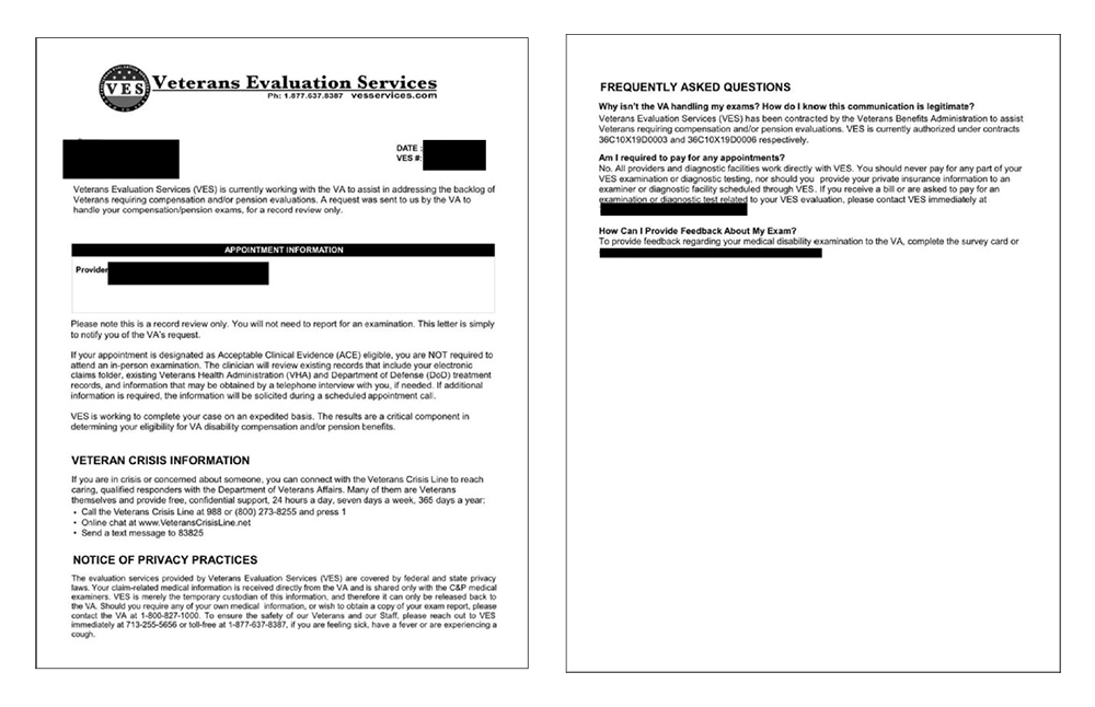 Example of letter you will receive