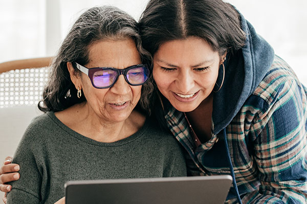 Older woman with her daughter