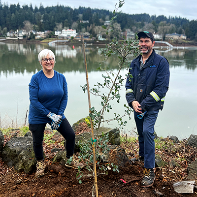 People planting trees