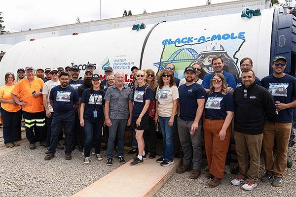 WES staff in front of the Clack-A-Mole TBM